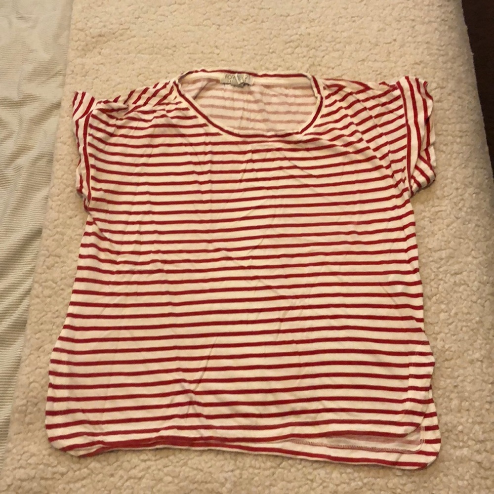 Woman’s red and white striped forever 21 shirt